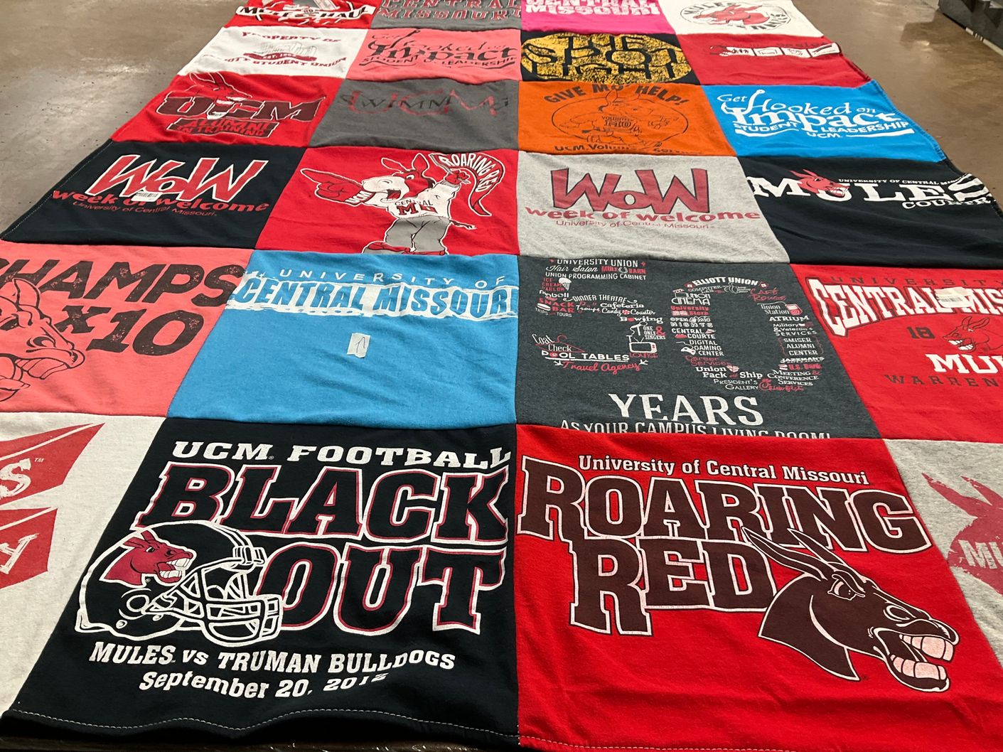 T-shirt quilt featuring central missouri mules by Jennifer from MO