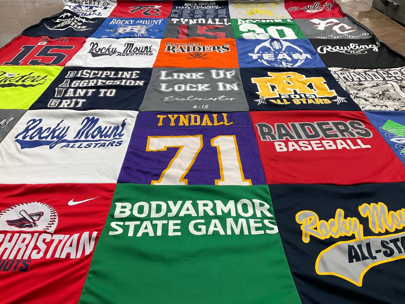 T-shirt quilt featuring raiders baseball by Kelley from NC
