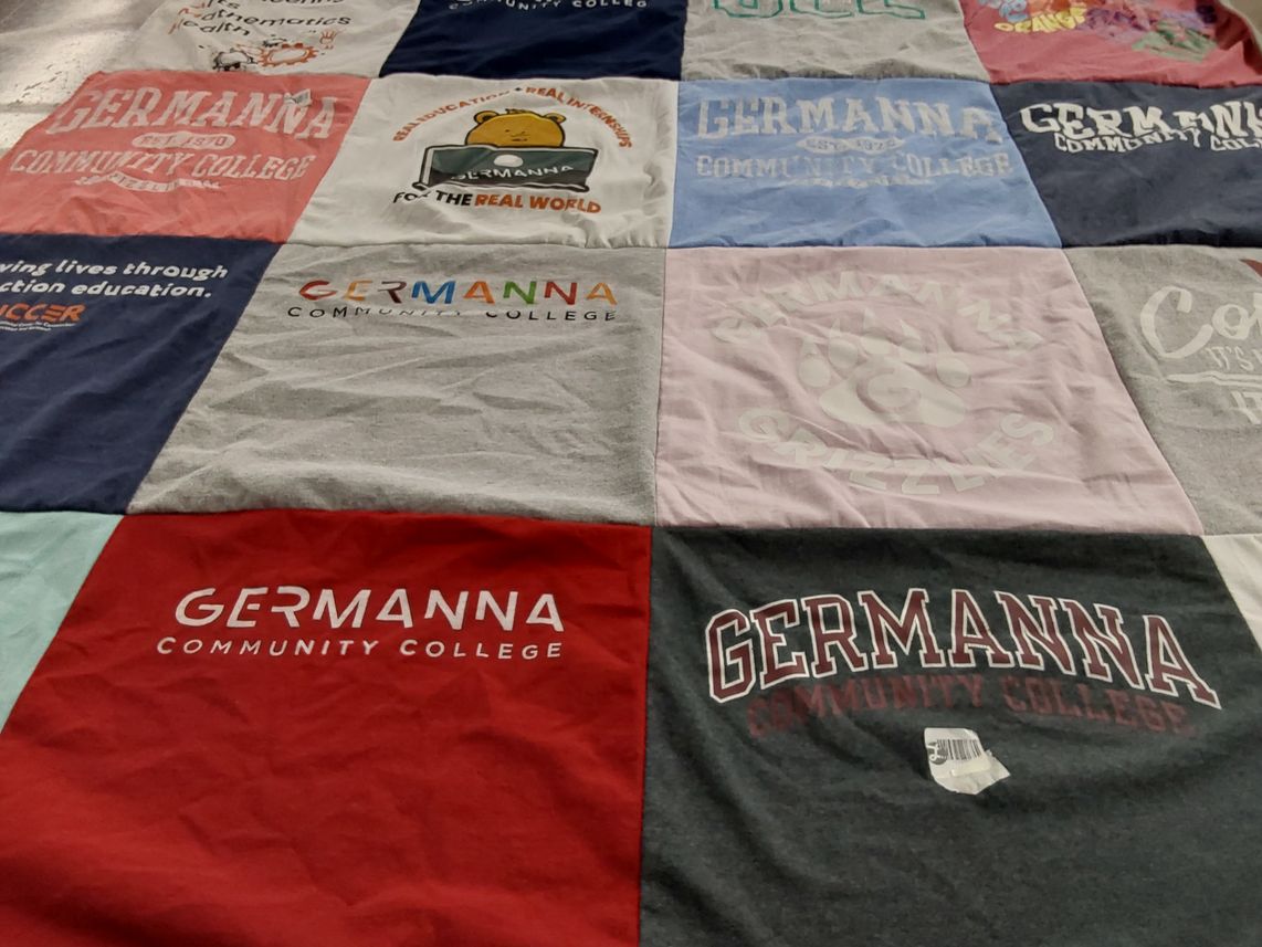 T-shirt quilt featuring germanna community college grizzlies by Tina from VA