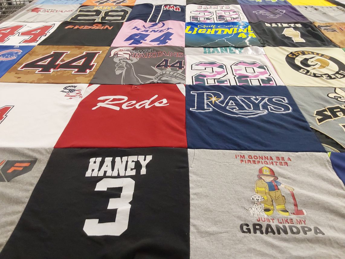 T-shirt quilt featuring tampa bay rays, gulf coast lightning by Kimberly from FL