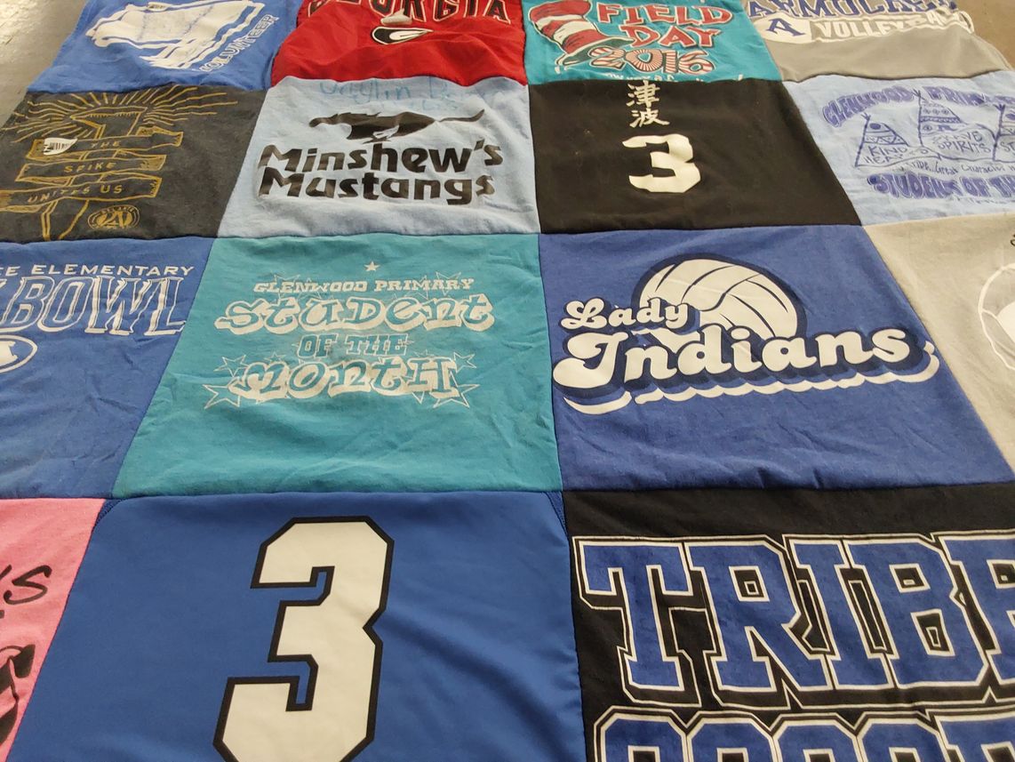 T-shirt quilt featuring lady indians, minshews mustangs by Amanda from GA