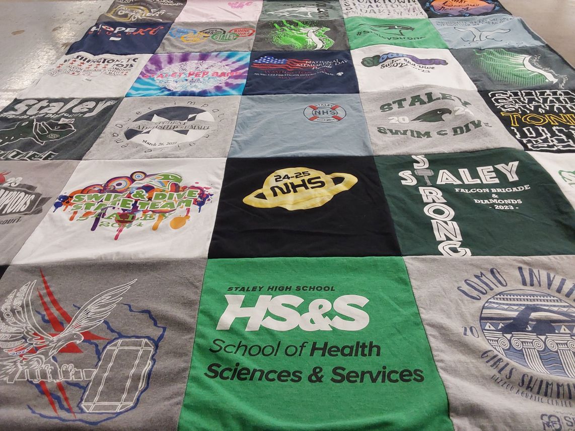 T-shirt quilt featuring staley swim and dive team by Janelle from AR