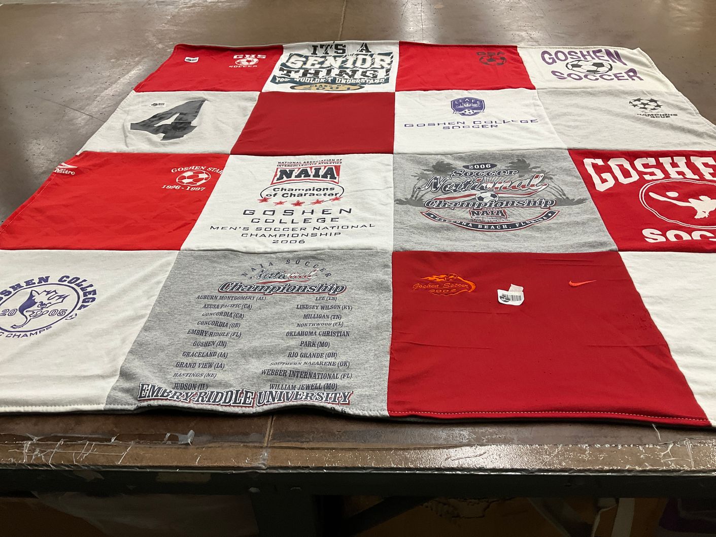 T-shirt quilt featuring goshen college men's soccer by Vicki from IN