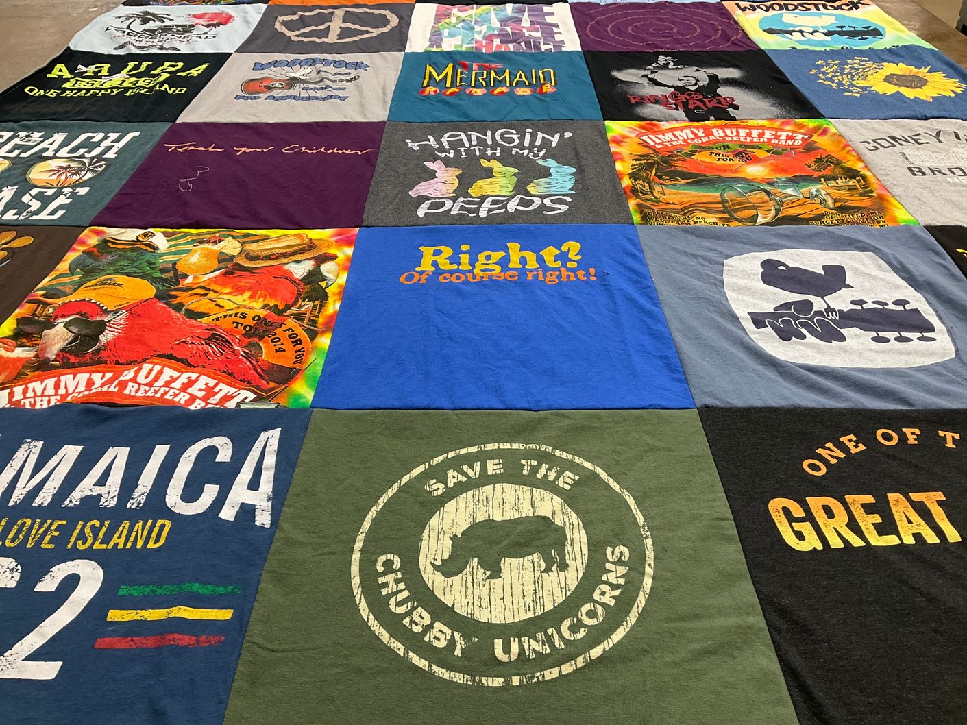 T-shirt quilt with beach, music themes by hilary from NY
