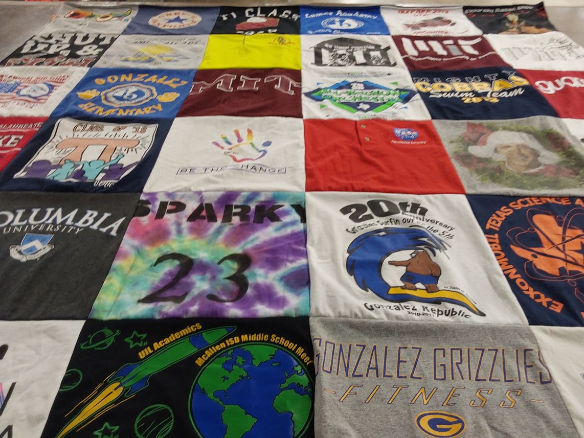 T-shirt quilt featuring gonzalez grizzlies by Maria from TX