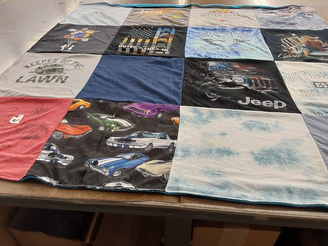 T-shirt quilt with cars, outdoor themes by Carey from NC