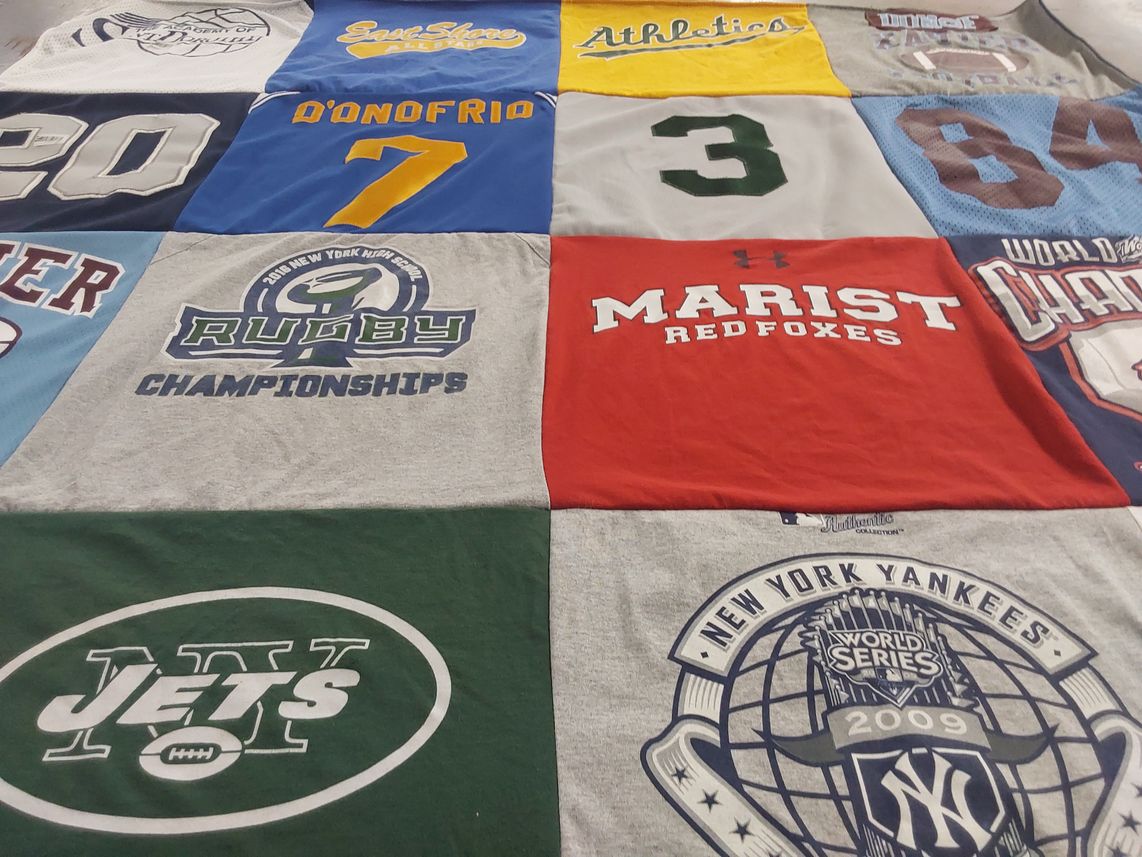 T-shirt quilt featuring new york jets, new york yankees by Al from NY