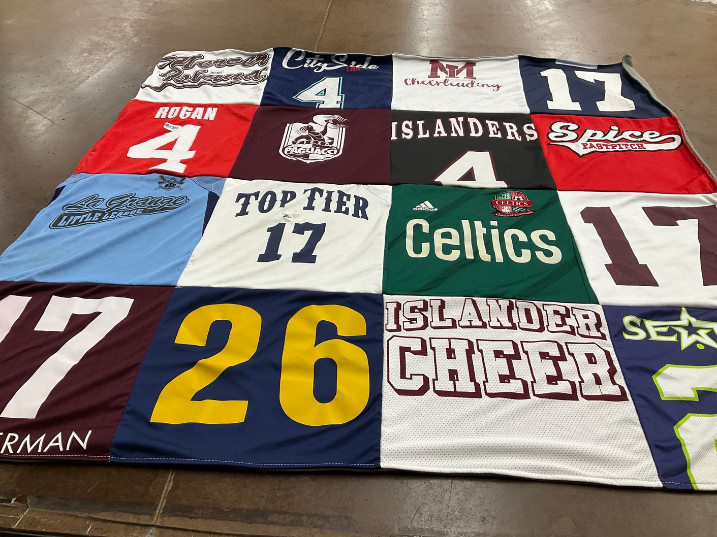 T-shirt quilt featuring celtics, islanders by Kelly from WA