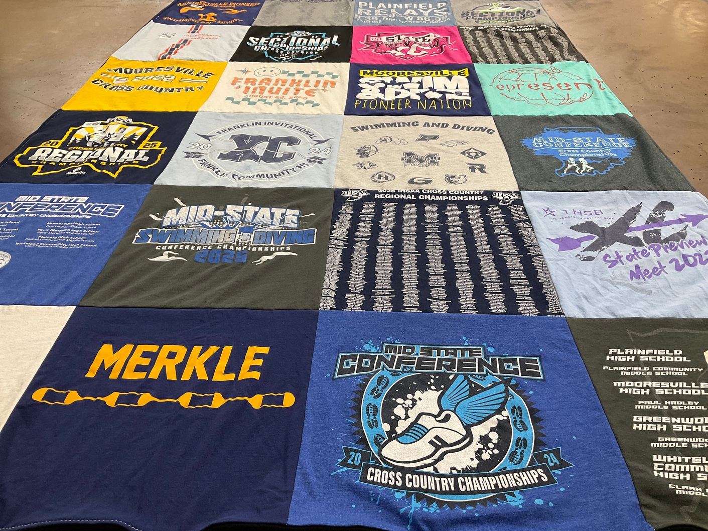 T-shirt quilt featuring mooresville cross country, franklin high school cross country by Jayna from IN
