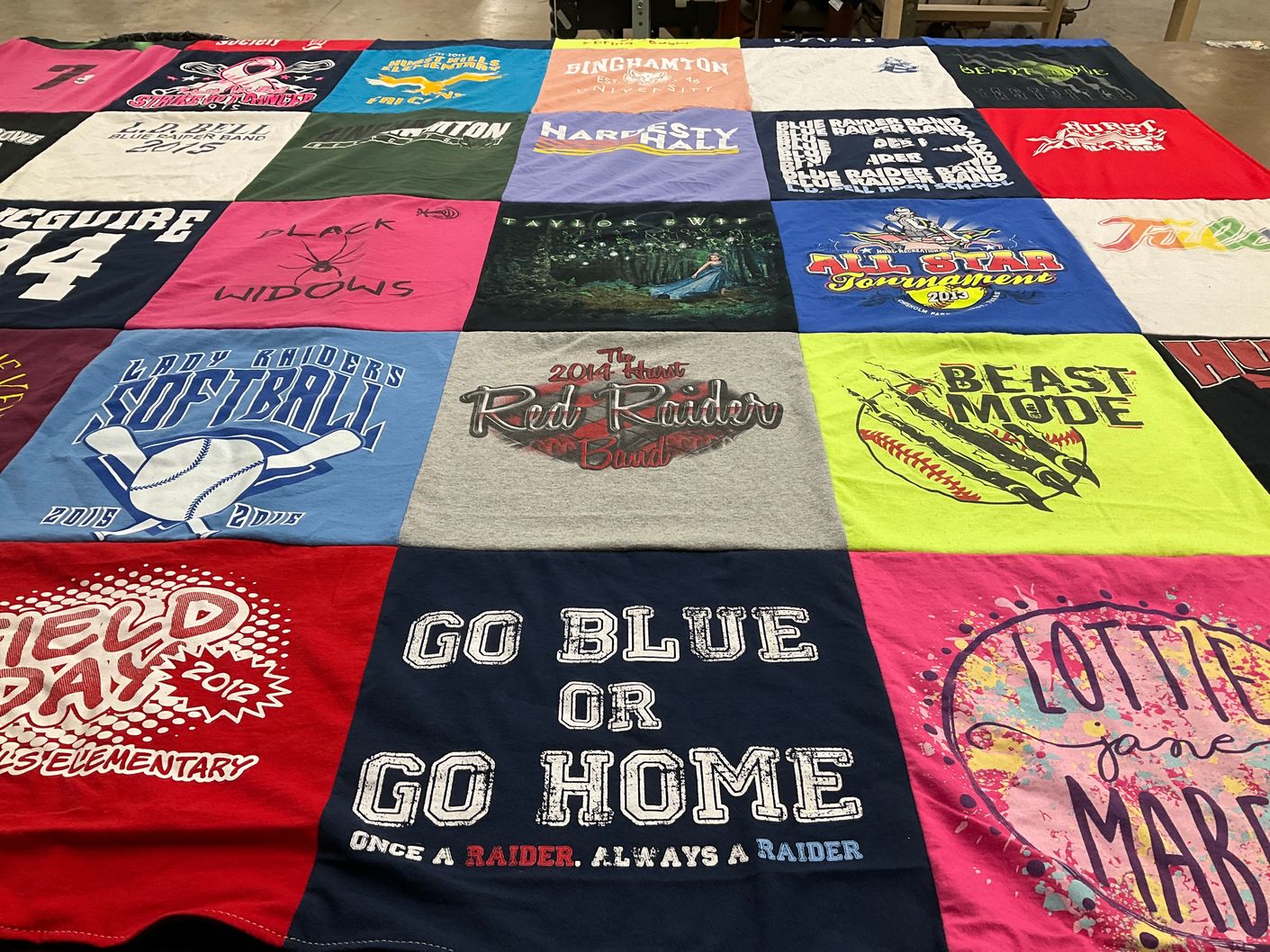 T-shirt quilt featuring lady raiders softball by Getald from OH