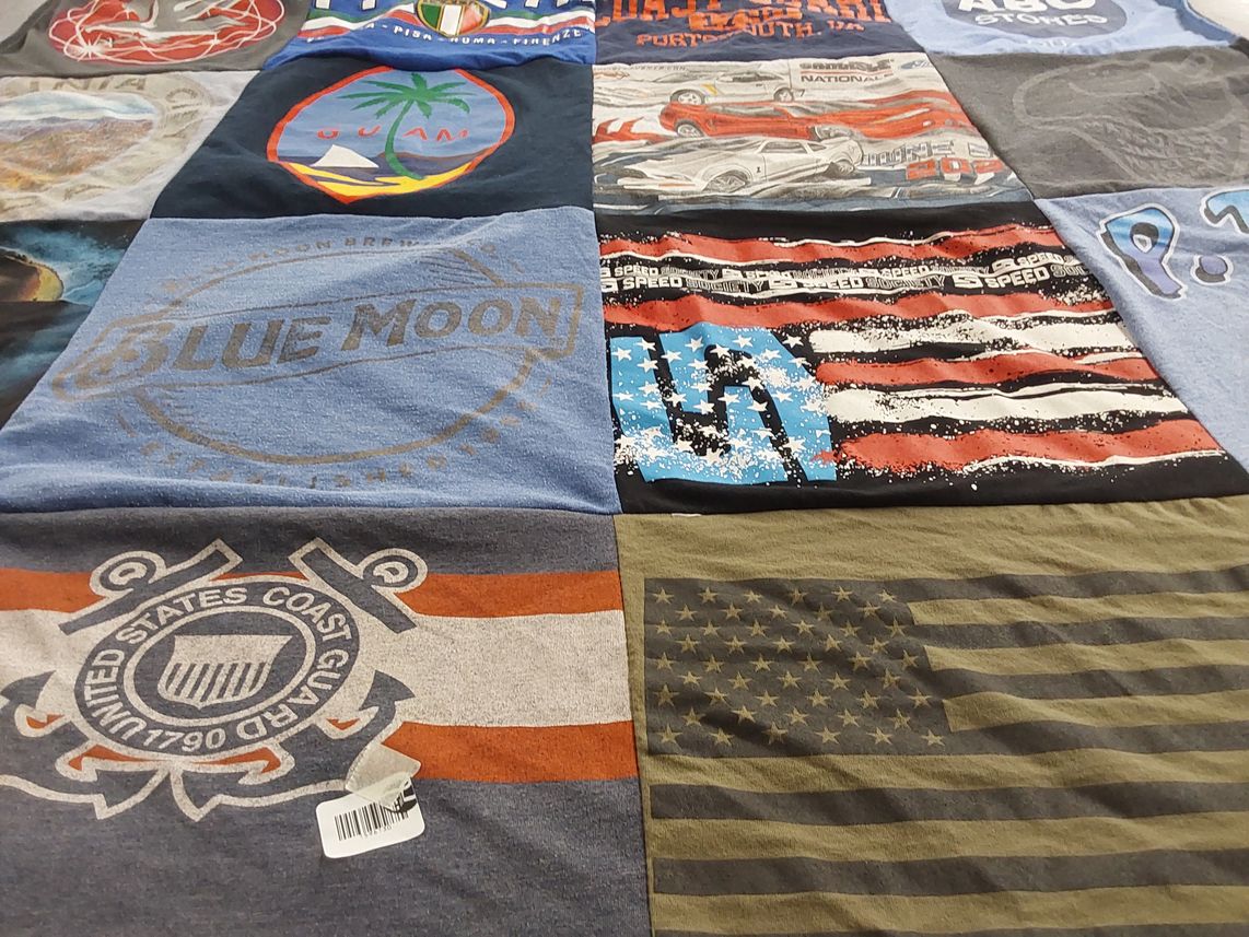 T-shirt quilt with brewing, travel themes by John from VA