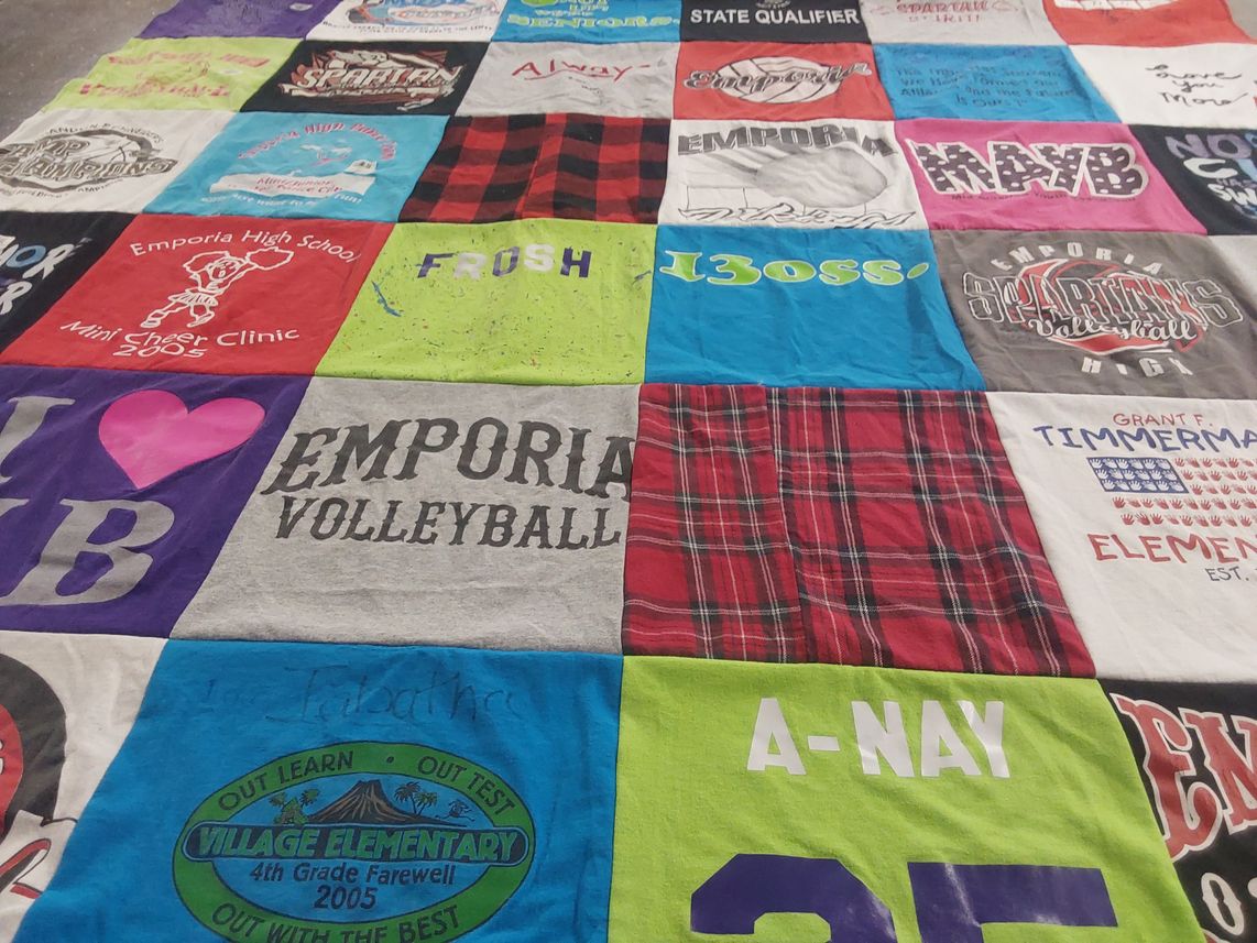 T-shirt quilt featuring emporia spartans volleyball by Elizabeth from KS