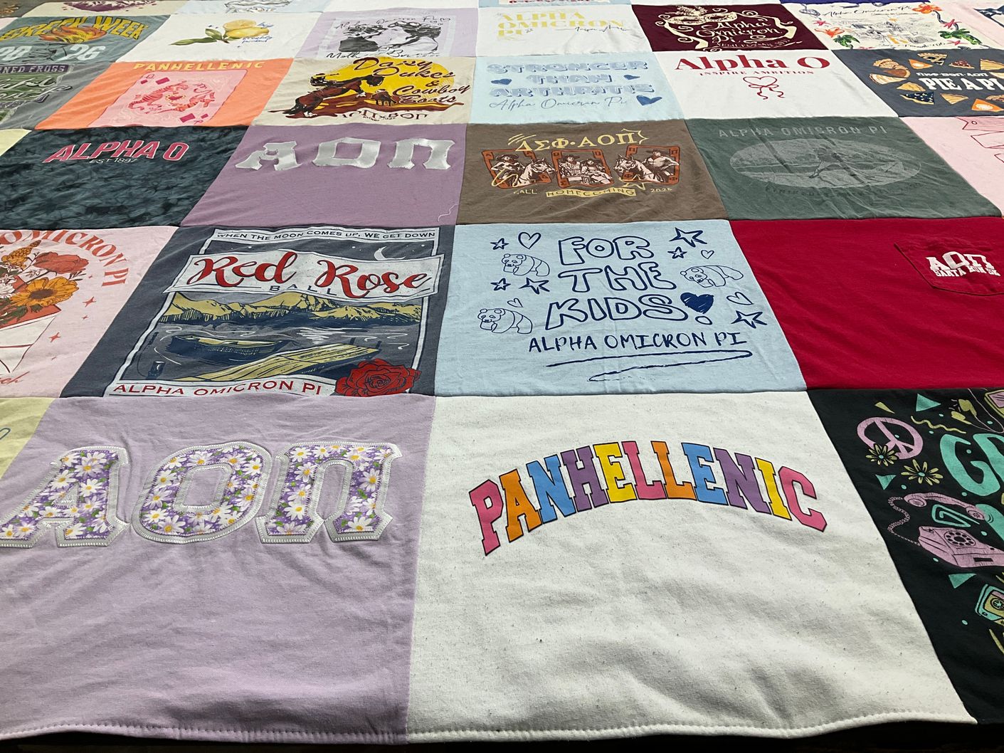 T-shirt quilt with sorority, sisterhood themes by Anslie from NC