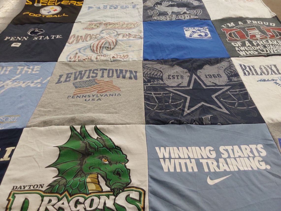 T-shirt quilt featuring penn state nittany lions football, dayton dragons by Lisa from ND