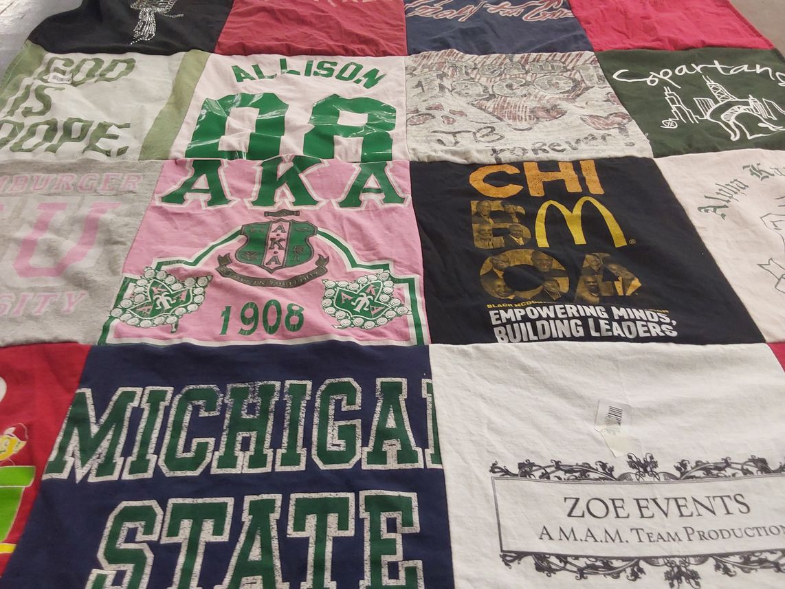 T-shirt quilt from michigan state university by Allison from IL