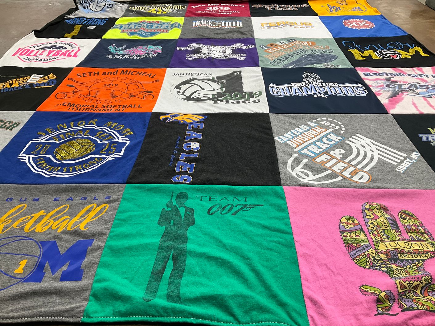 T-shirt quilt featuring eagles by Gina from MT