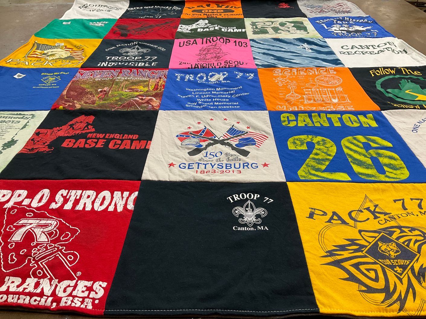 T-shirt quilt featuring pack 77 by Elyse from MA