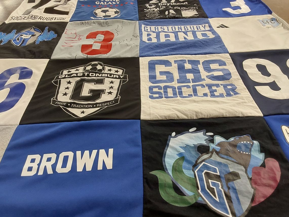 T-shirt quilt featuring glastonbury high school soccer by Nicole from CT