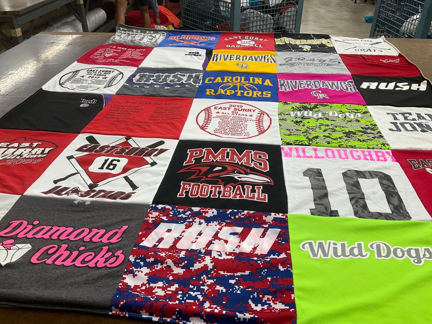 T-shirt quilt featuring east surry all stars, pmms football by Bridget from NC