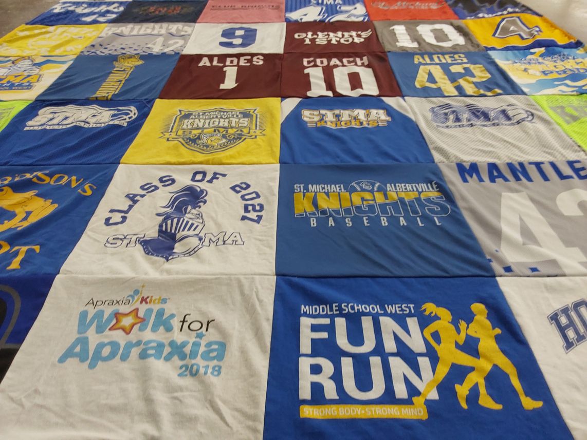 T-shirt quilt featuring st. michael albertville knights baseball by Becky from MN