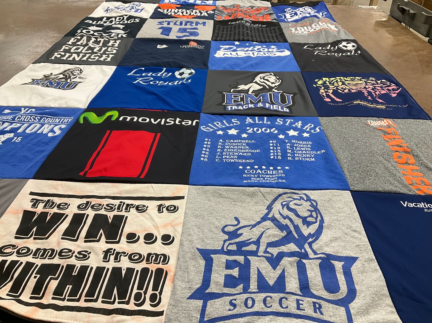 T-shirt quilt featuring eastern mennonite university soccer by Tracey from MD