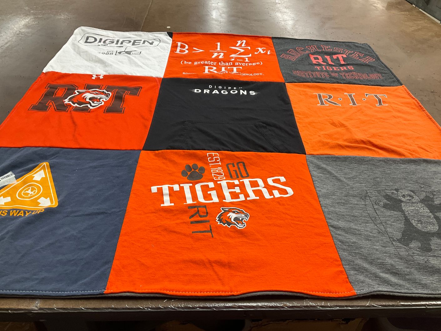 T-shirt quilt featuring rochester institute of technology tigers by Monica from HI