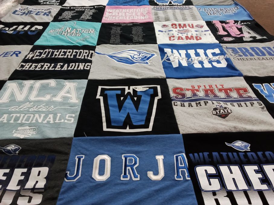 T-shirt quilt from weatherford high school by Michael from TX