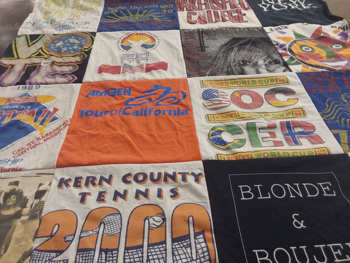 T-shirt quilt from bakersfield college by Laura from CA