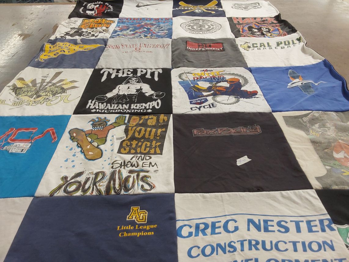 T-shirt quilt from ohio state university, cal poly university by Kim from NV