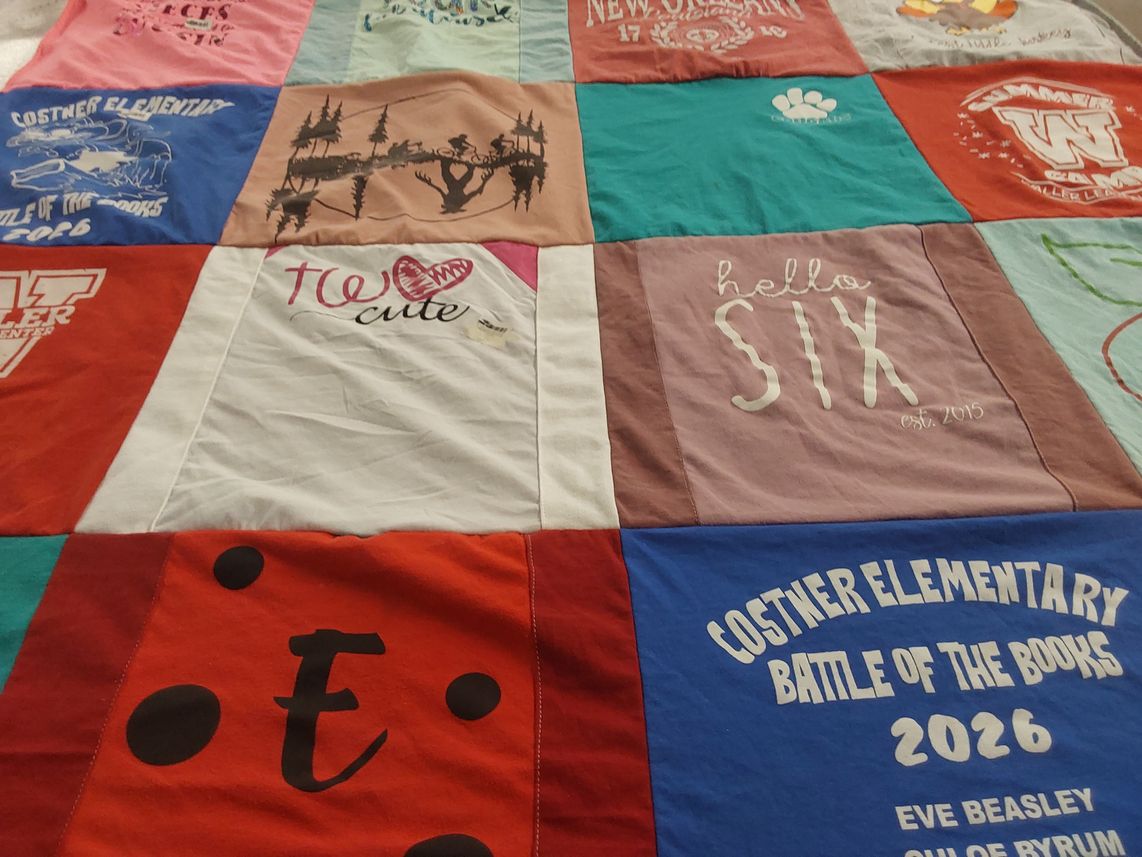 T-shirt quilt from costner elementary school by Renee from NC