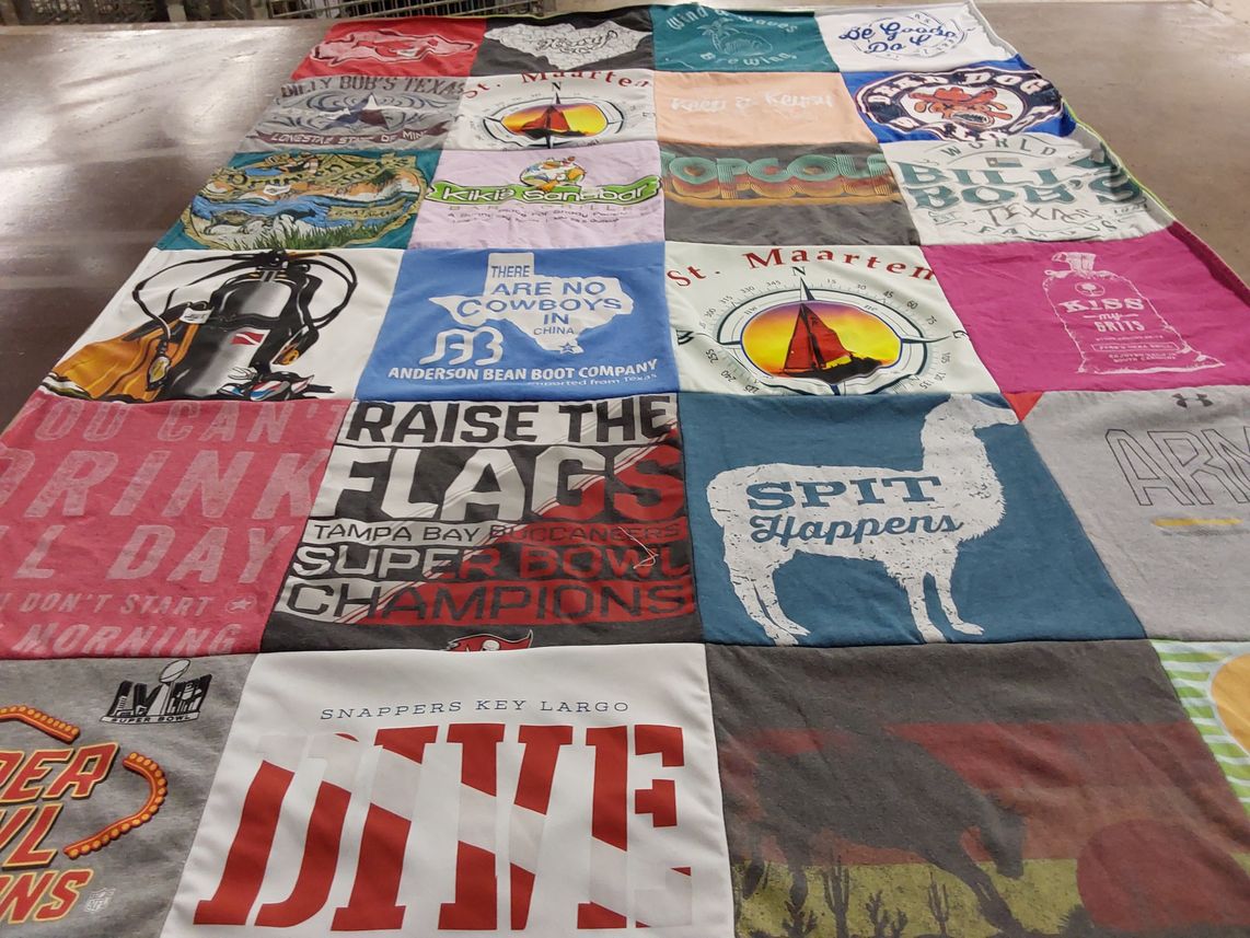 T-shirt quilt featuring tampa bay buccaneers by Monika from SC