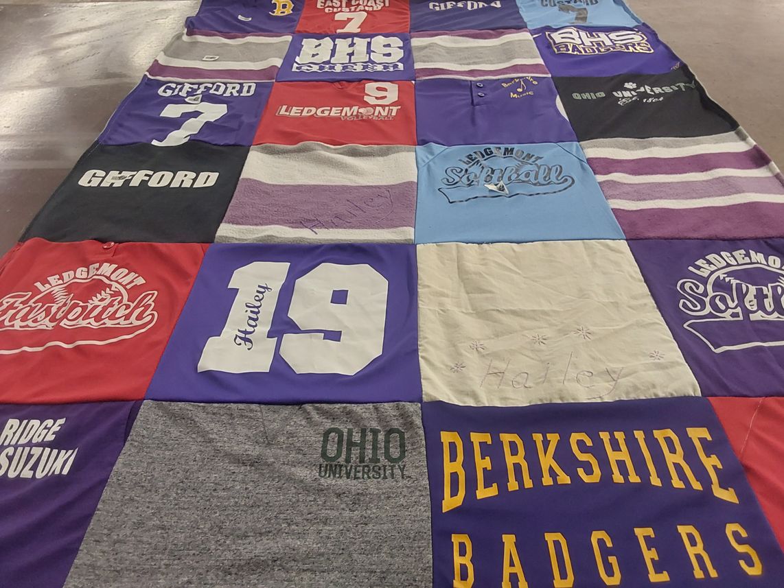 T-shirt quilt featuring berkshire badgers, ledgemont softball by Michelle from OH