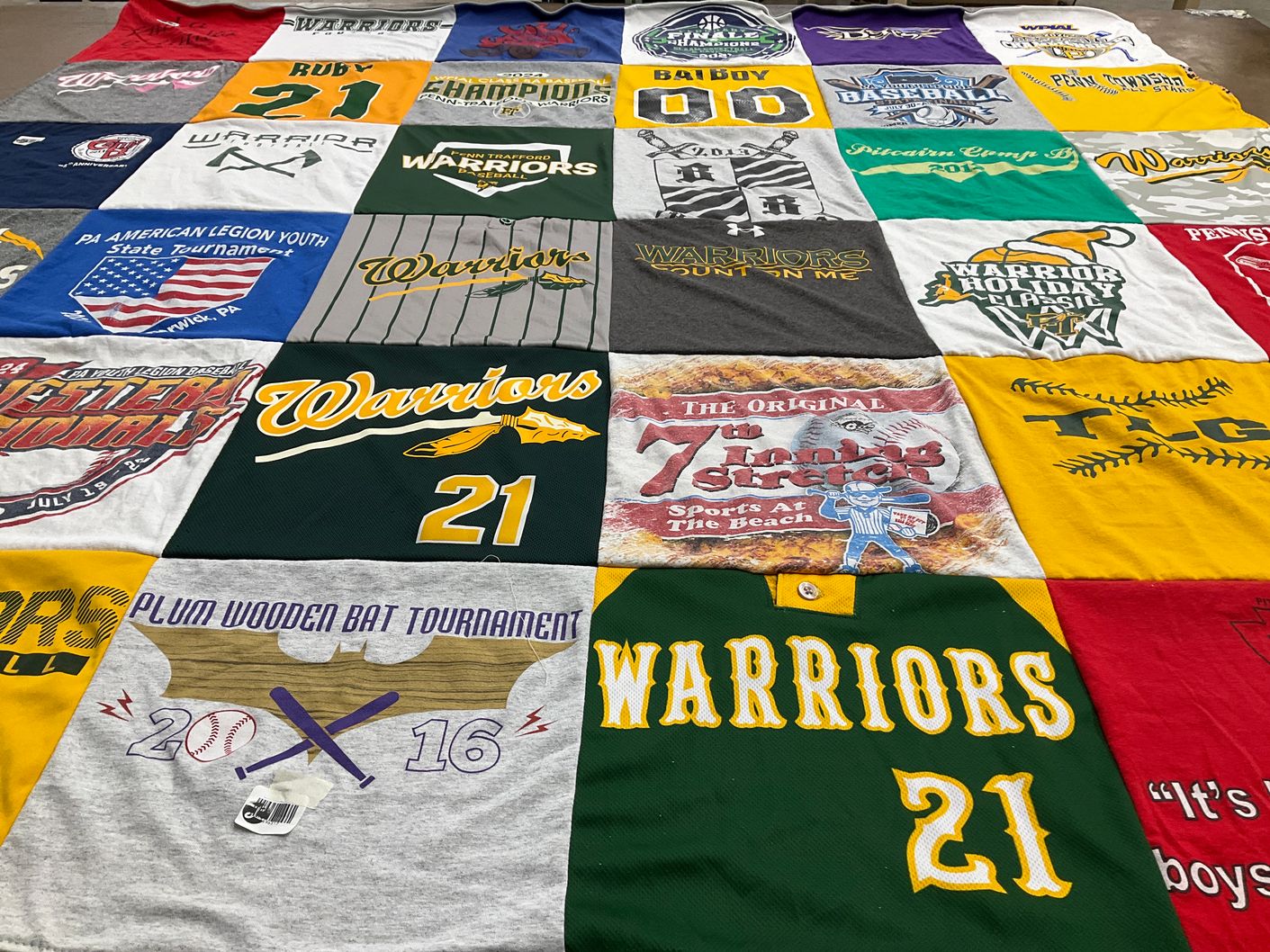 T-shirt quilt featuring warriors by Brooke from PA