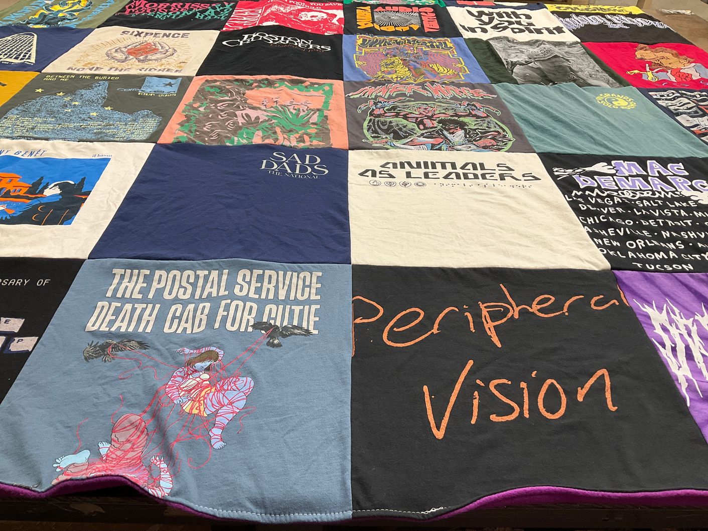 T-shirt quilt with music, bands themes by Bradford from AZ