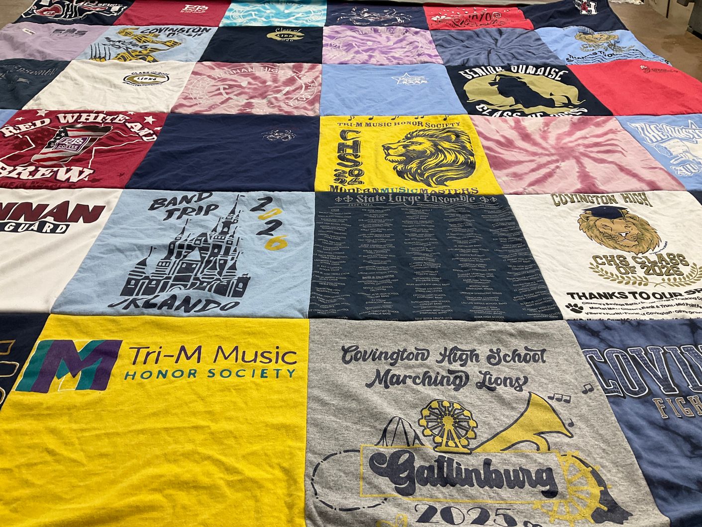 T-shirt quilt featuring covington high school marching lions by Angela from LA