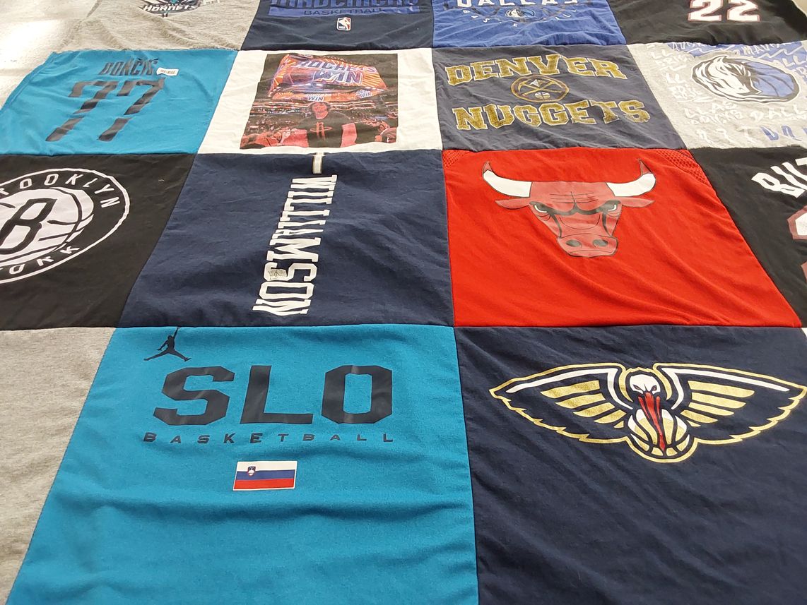 T-shirt quilt featuring chicago bulls, new orleans pelicans by Kimberly from DC