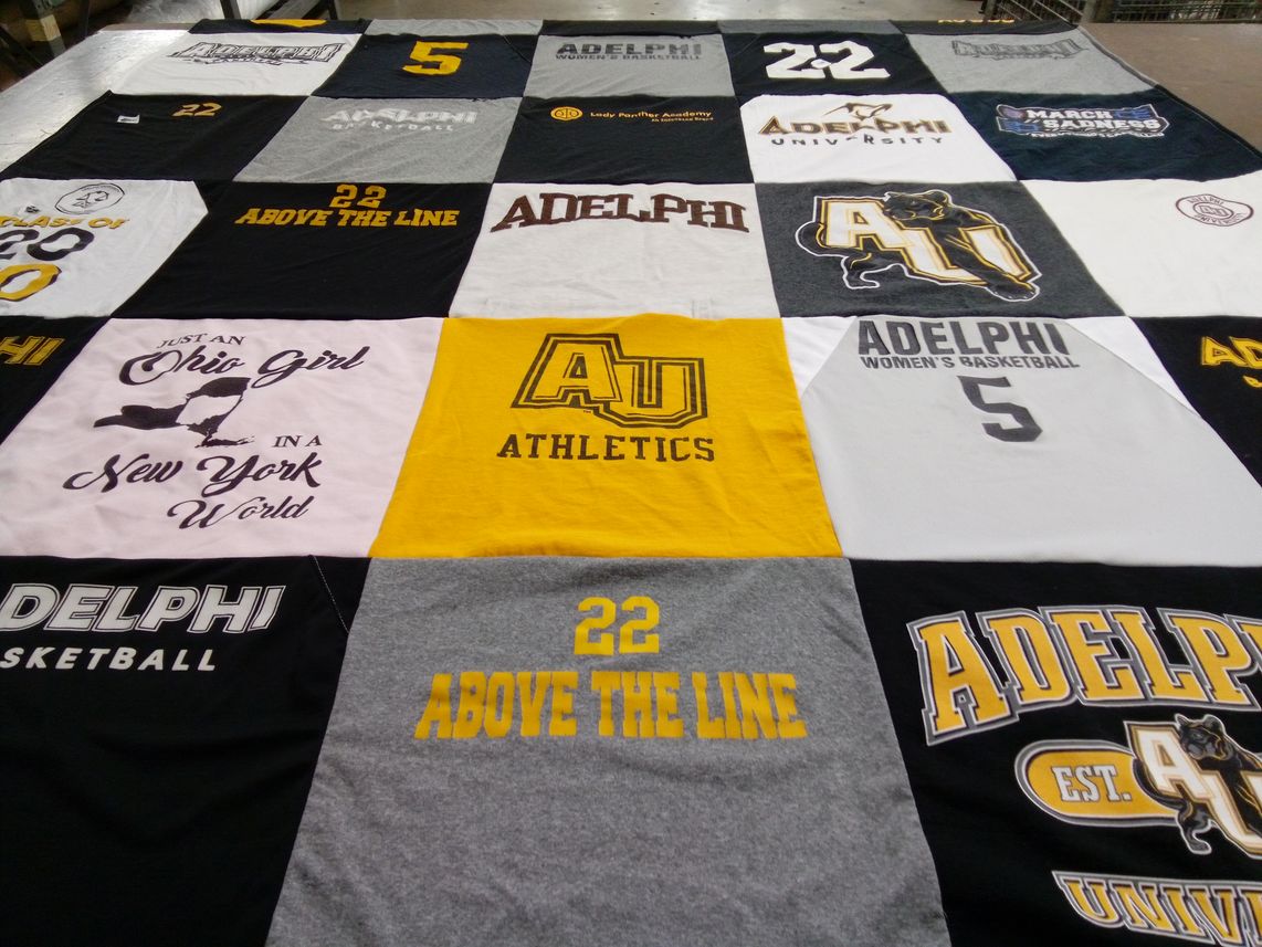 T-shirt quilt featuring adelphi women's basketball by Mary from OH