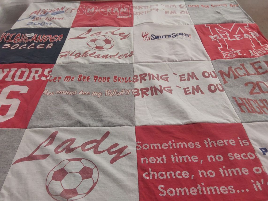T-shirt quilt featuring lady highlanders soccer by Sarah from VA