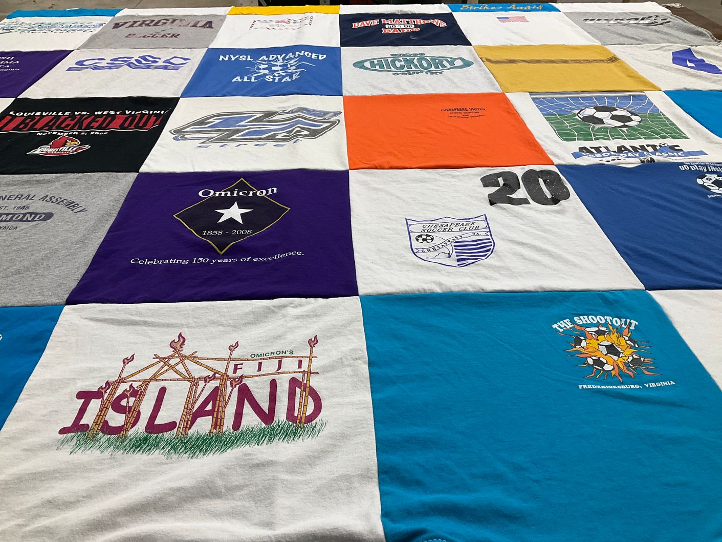 T-shirt quilt with soccer, sports themes by Kathleen from NC