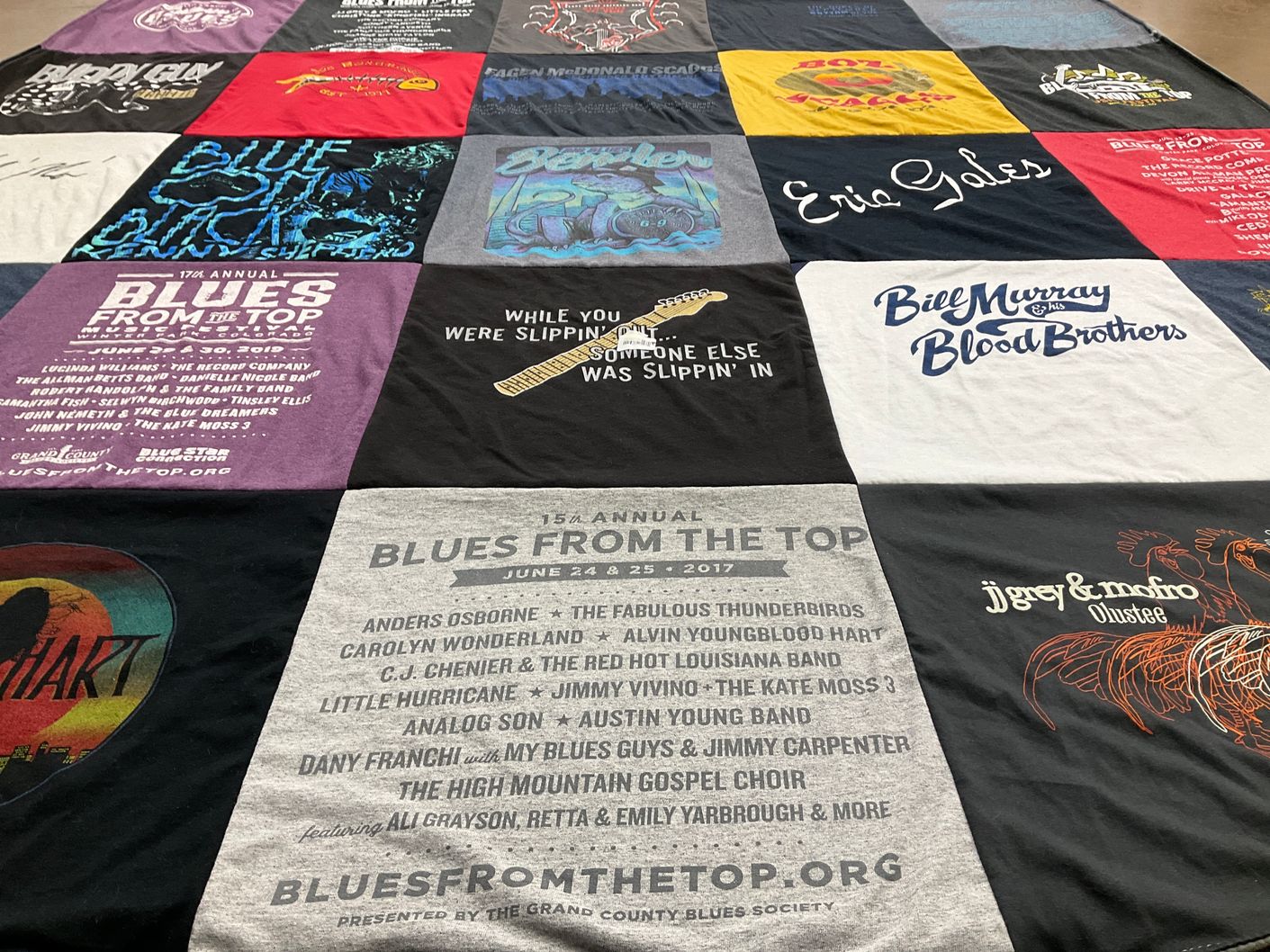 T-shirt quilt with music, blues themes by Sheryl from NE