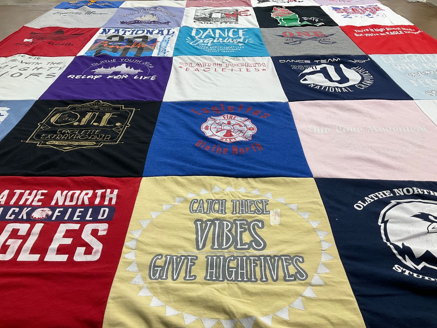 T-shirt quilt from olathe north high school by Chloe from KS