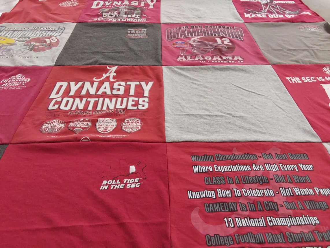 T-shirt quilt featuring alabama crimson tide by Paula from AL