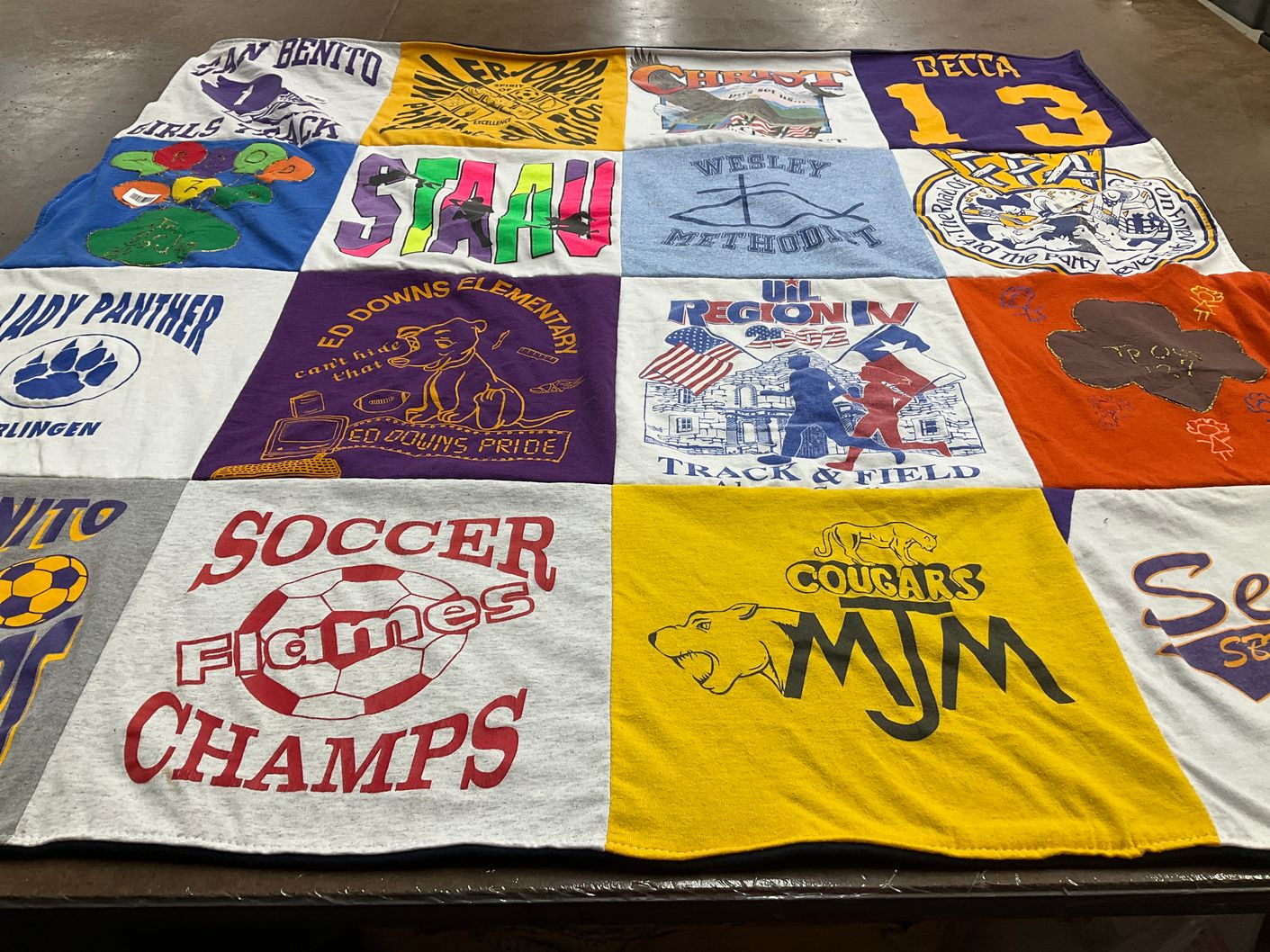 T-shirt quilt featuring cougars, lady panther by Susan from TX