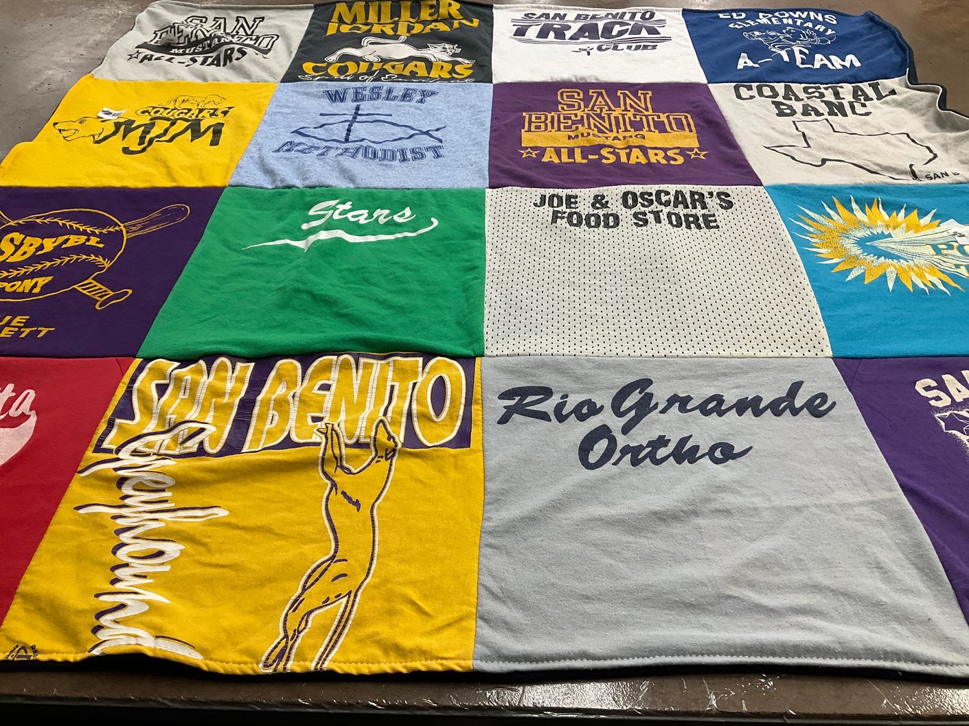 T-shirt quilt featuring san benito all-stars, miller cougars by Susan from TX