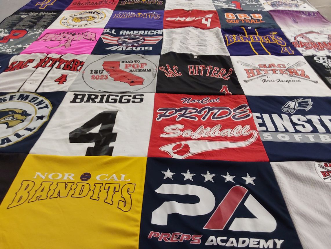 T-shirt quilt featuring norcal bandits, sac hitters by Irene from CA