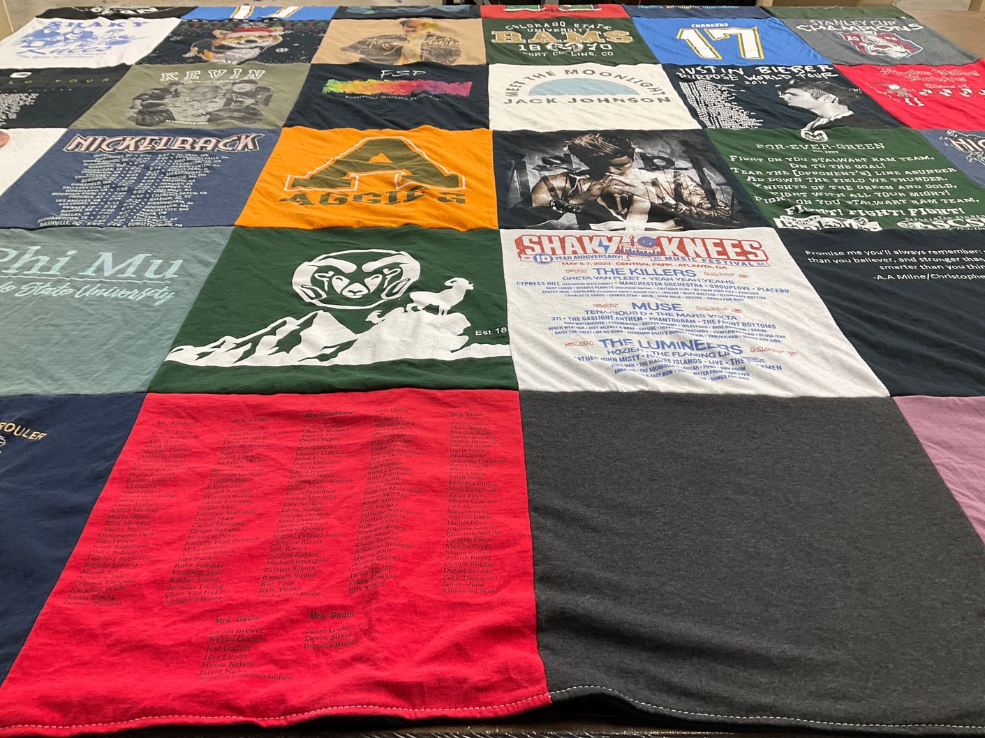 T-shirt quilt from colorado state university by Kaila from CO