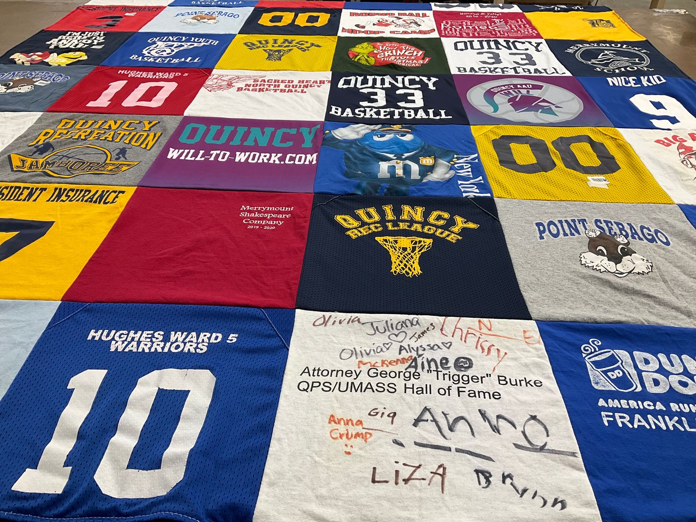 T-shirt quilt featuring hughes ward 5 warriors by Nick from MA