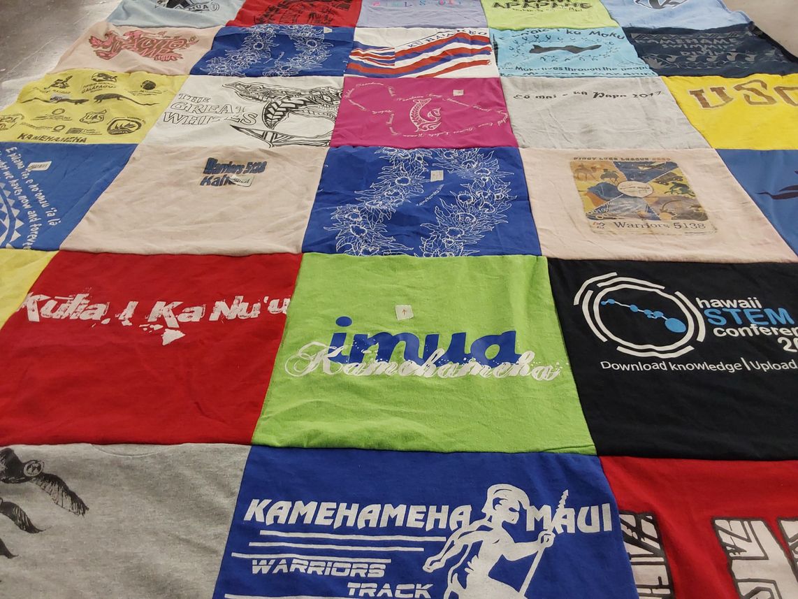 T-shirt quilt featuring kamehameha maui warriors by Haunani from HI