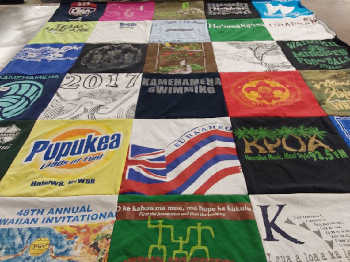 T-shirt quilt from kamehameha schools by Haunani from HI