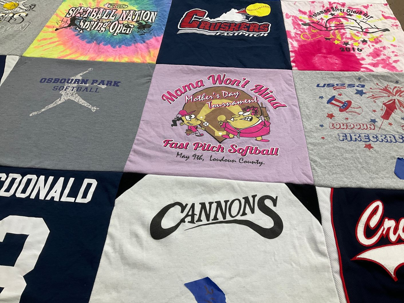 T-shirt quilt featuring loudoun firecrackers, cannons by Michelle from FL